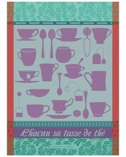 Wholesale 🛒 Garnier Thiebaut Chacun Sa Tasse Turquoise Set Of 2 Kitchen Towels Home Linens 🌟